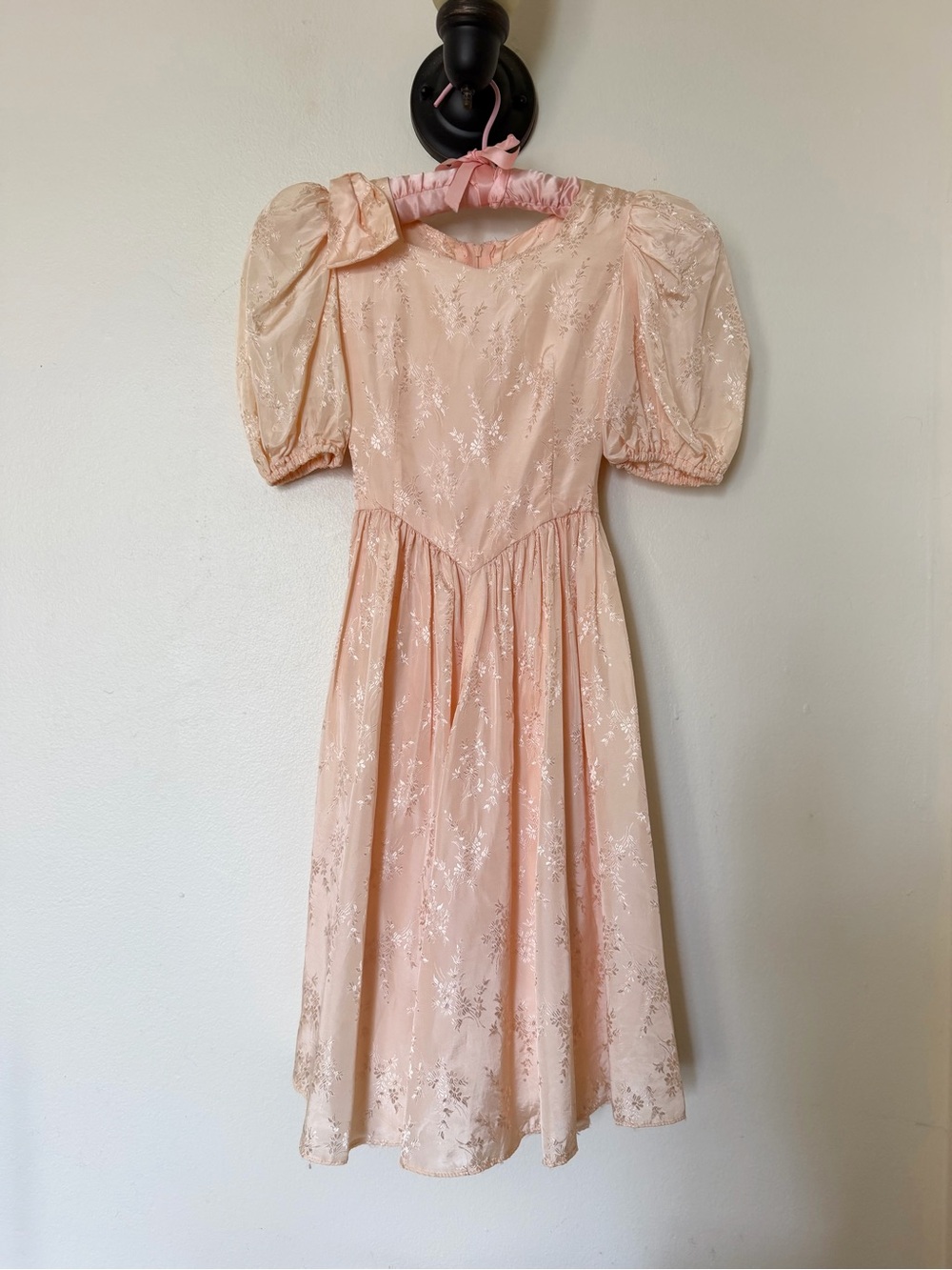 Vintage Peachy Pink Satin Babydoll Dress